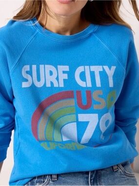 Free People RetroBrand Black Label Surf City USA Pullover Sweatshirt